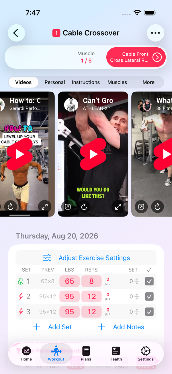 Exercise detail with videos