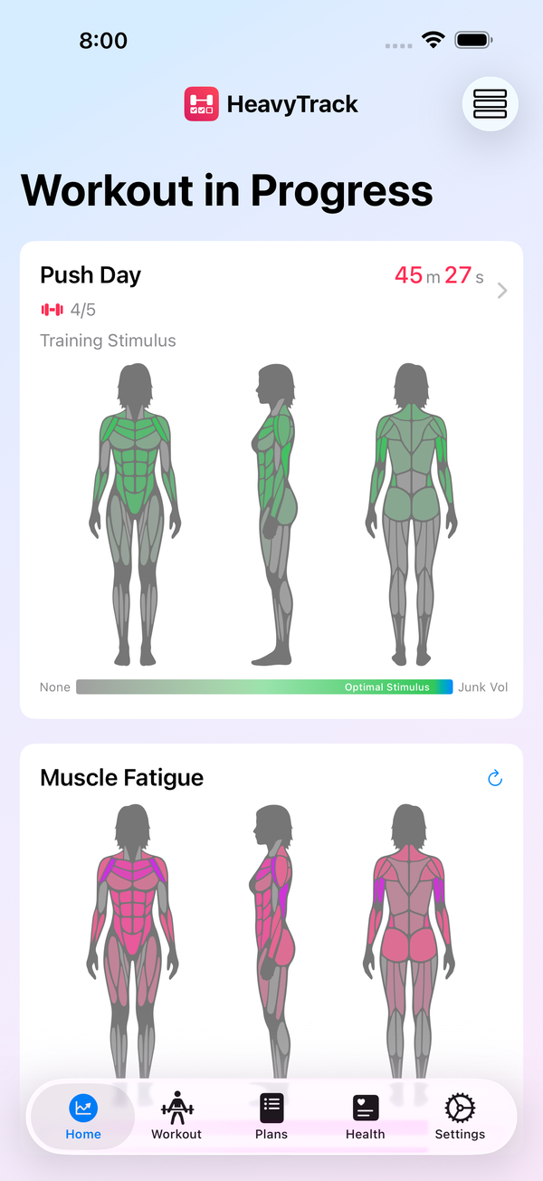Active workout with live muscle stimulus